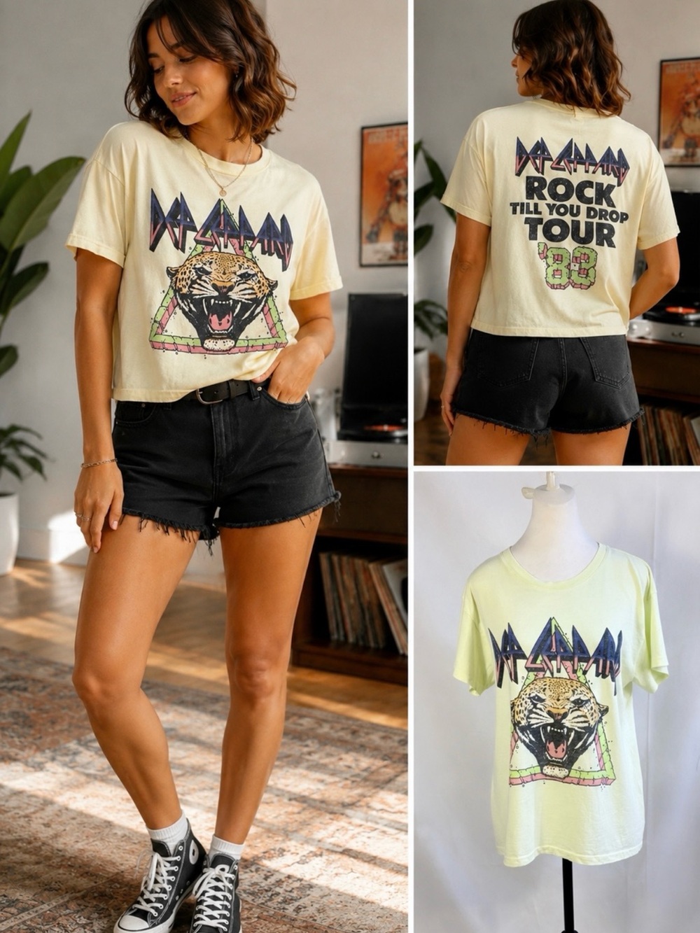 DAYDREAMER Def Leppard Rock Till You Drop Tour ’83 Graphic Band Tee Sz M🧡